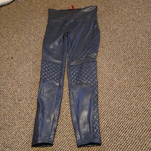 SPANX Black Quilted Faux Leather Elastic Leggings